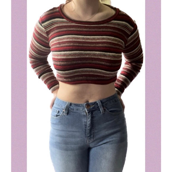 Ultra Crop Striped Sweater - Picture 1 of 5